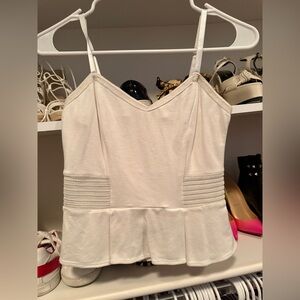 bebe Cream Peplum Cami with Textured Waist